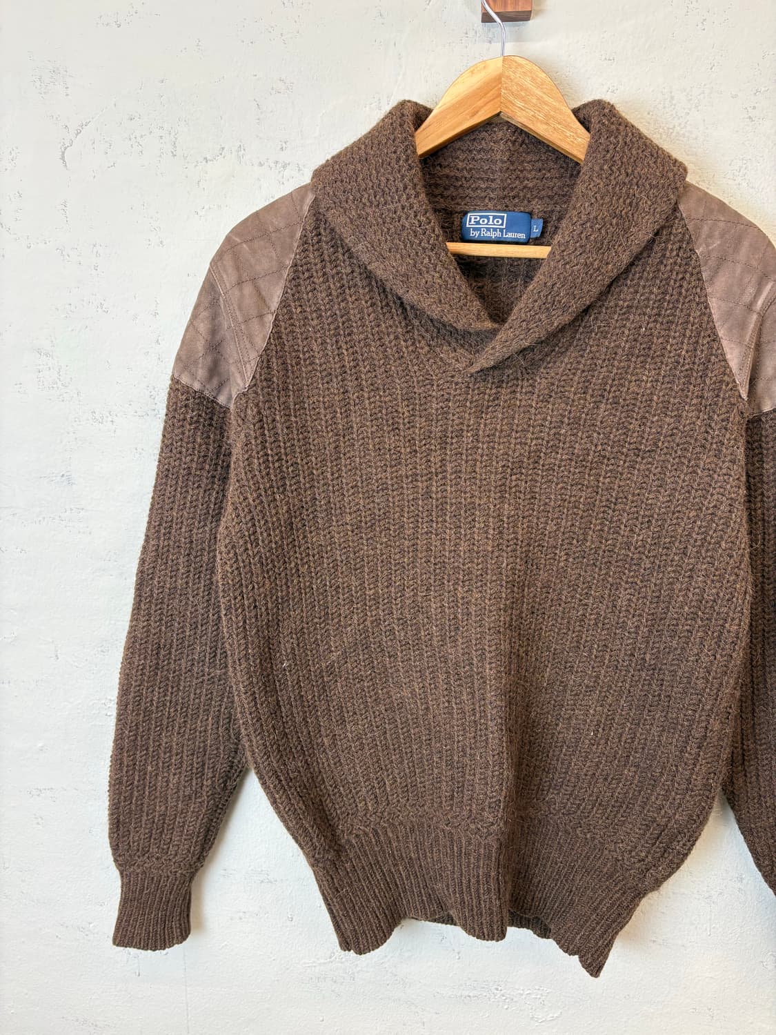 폴로랄프로렌 헤비울 브라운 숄카라 니트 상품이미지6