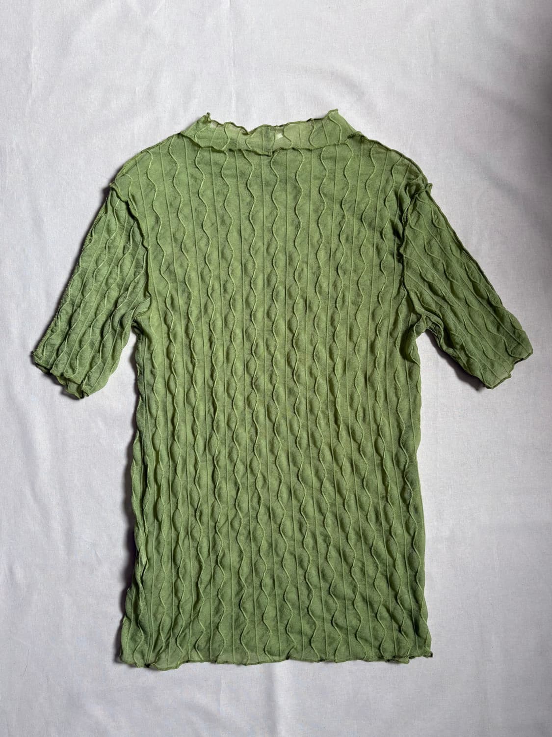 vintage green wave mesh top 상품이미지4