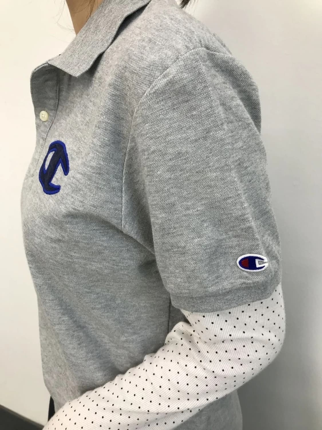 Champion Grey Polo Shirt Big Logo 상품이미지3