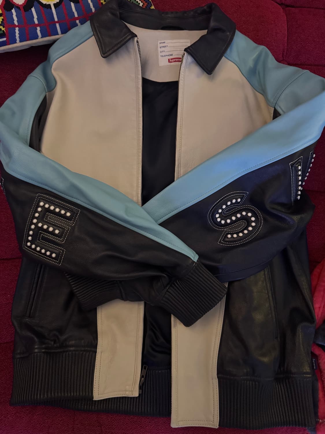 슈프림 스터드 아크로고 레더자켓 블루 L 상품이미지2