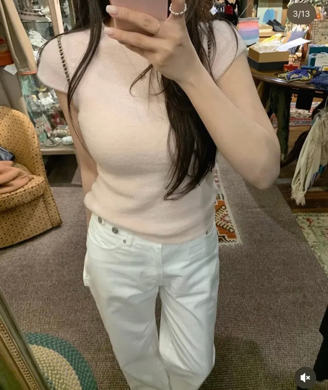 샵리즈 leeds 블라썸 하프 니트 반팔 (핑크) 상품이미지4