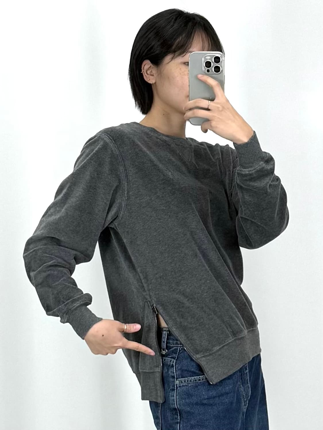 루키CK9753: 폴로 진그레이 여성 니트 맨투맨 상품이미지2