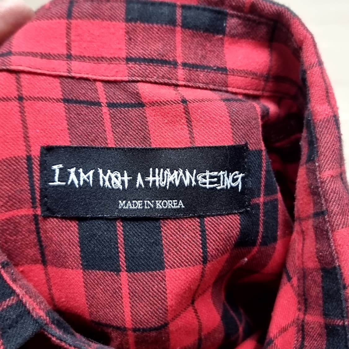 아이엠낫어휴먼비잉 레드 체크 셔츠(100-105) 상품이미지4
