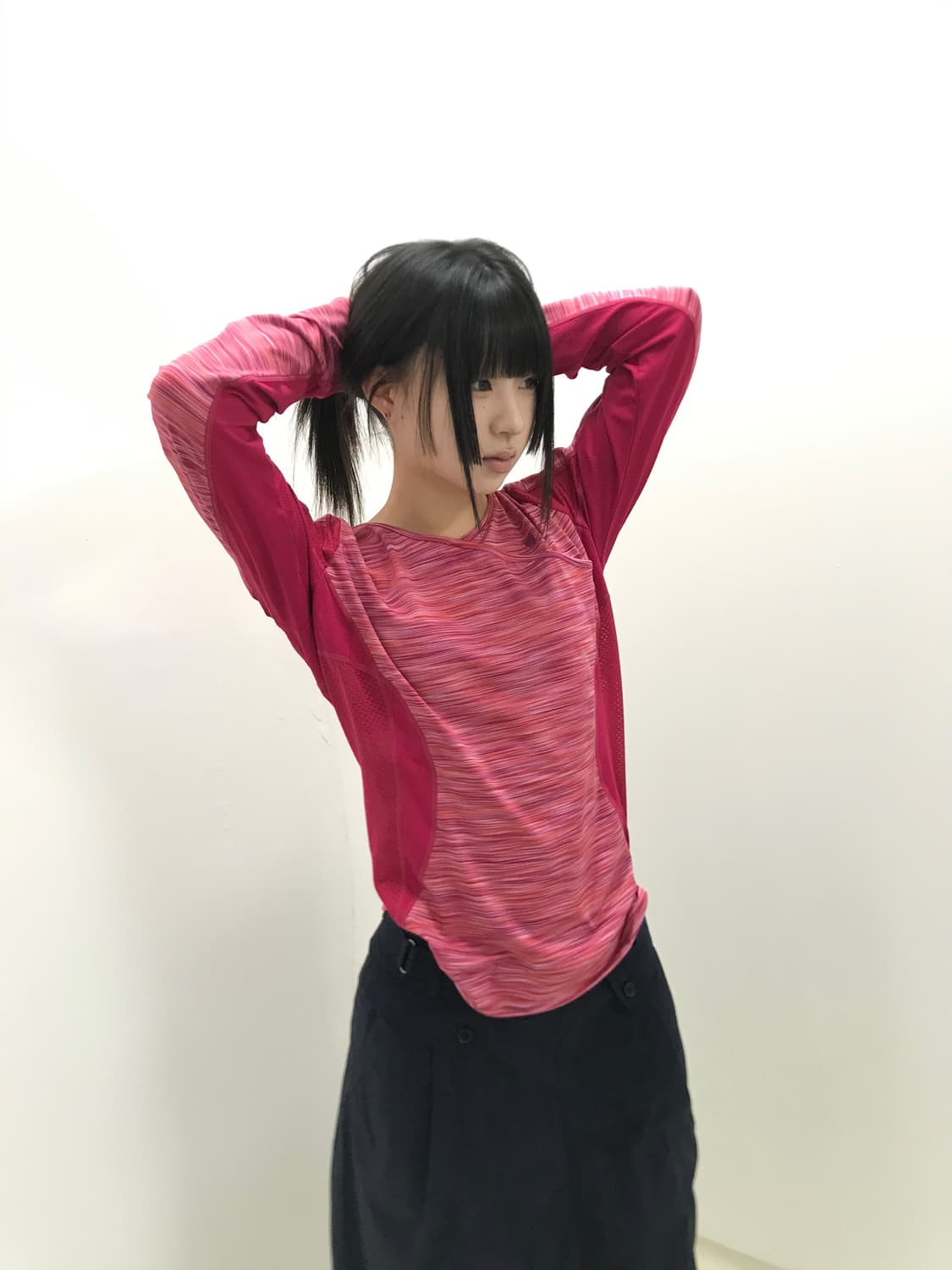 Lafuma hippie stripe mesh mix sleeve top 상품이미지1