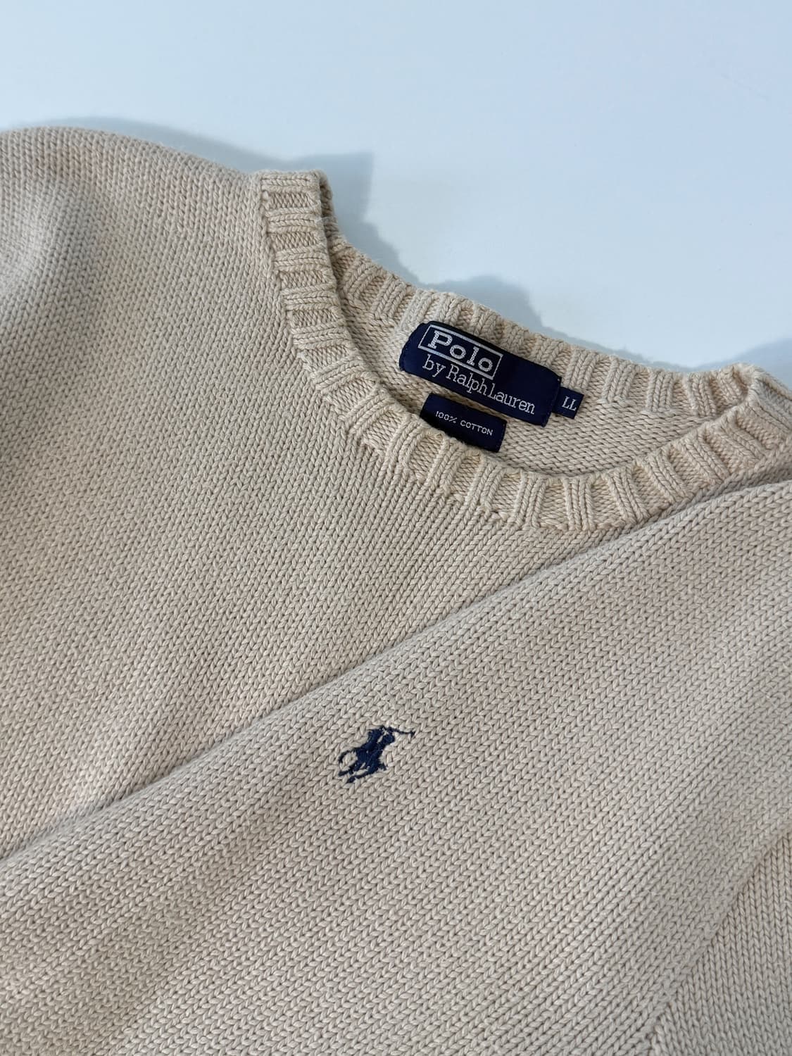 폴로 랄프로렌 90‘s 루즈핏 베이지 해비코튼 니트 상품이미지2