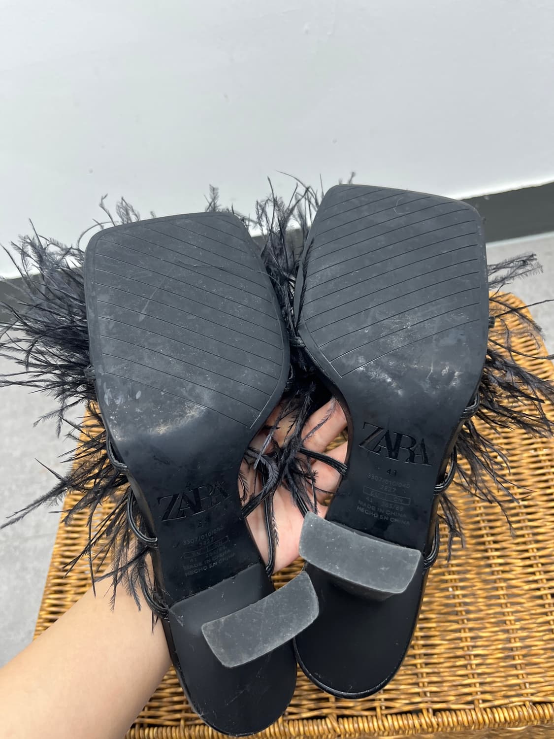 Zara 퍼 힐 블랙 41 상품이미지3