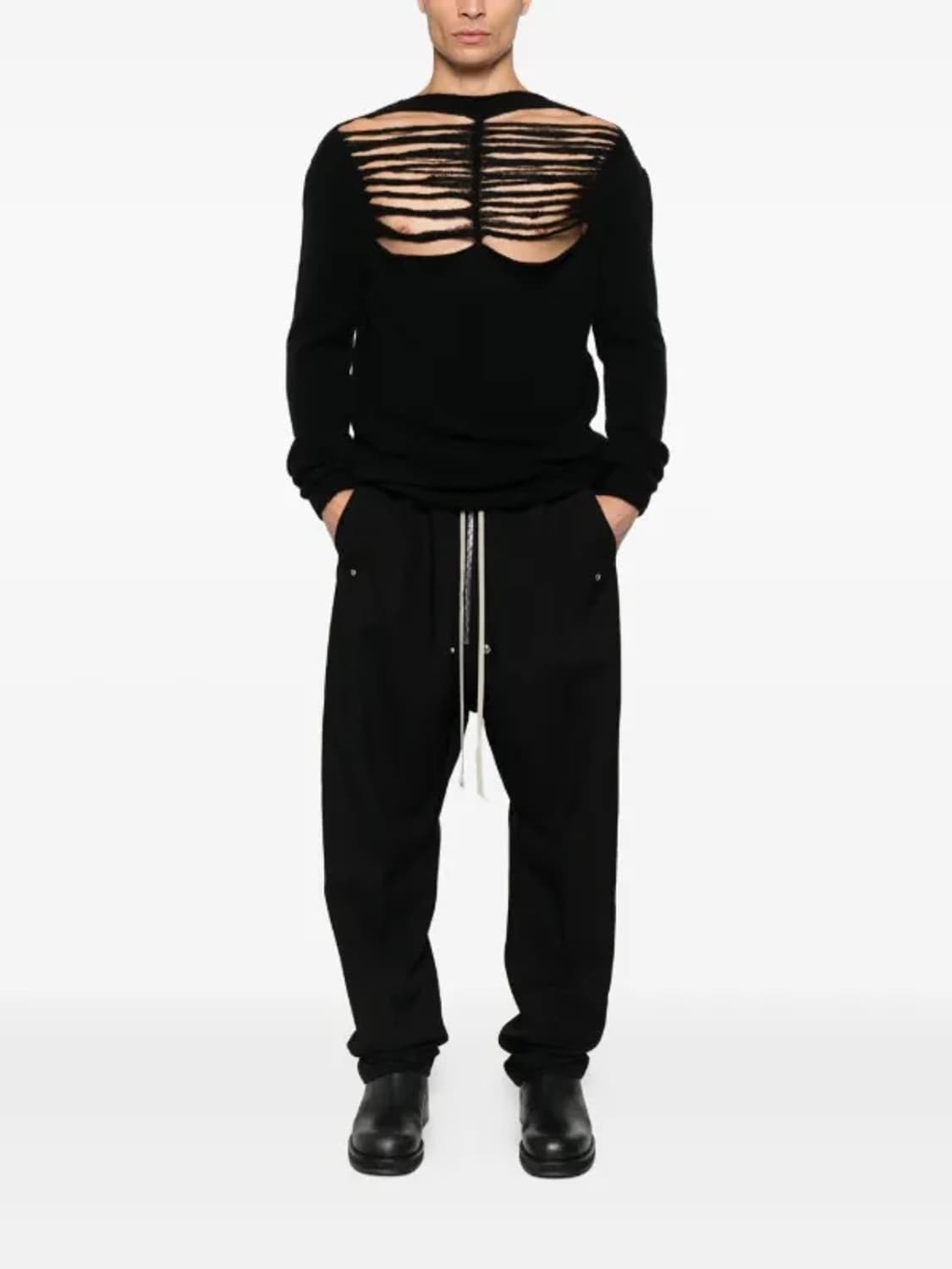 Rick Owens 릭 오웬스 지퍼 트리밍 드로스토링 팬츠 블랙 48 상품이미지6