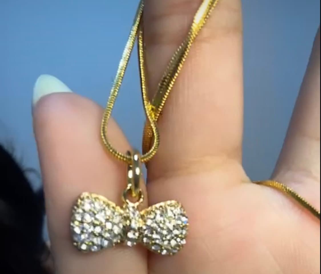 빈티지 골드 색상 리본 목걸이 상품이미지1