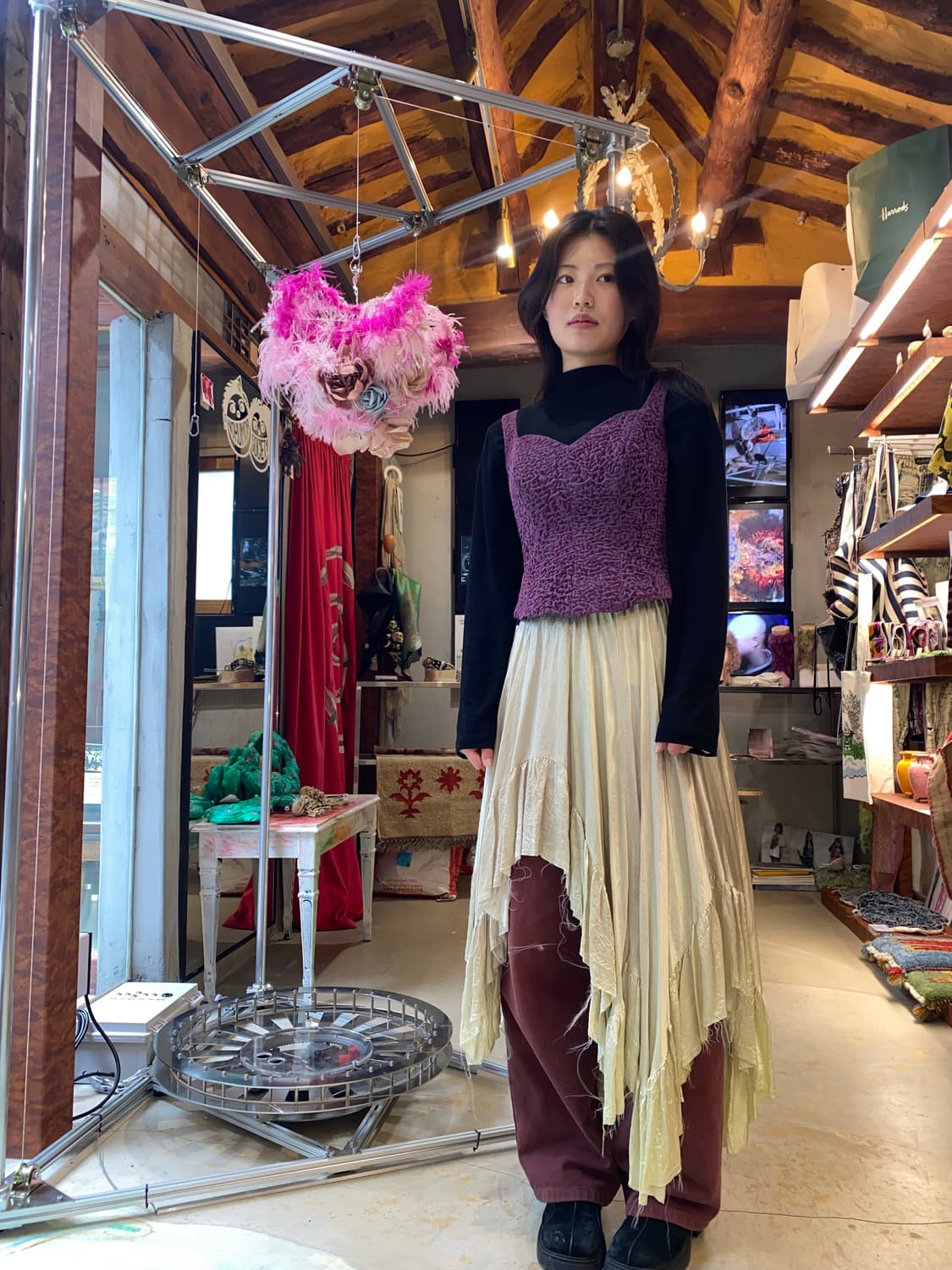 Vintage Ariella 텍스처드 슬리브리스 탑 상품이미지2