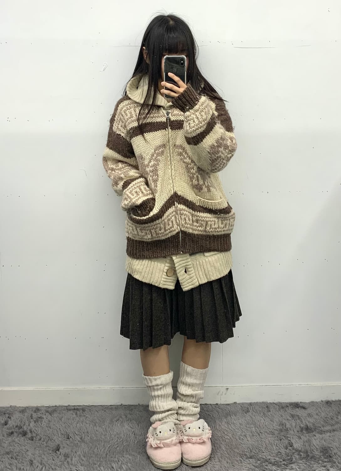 울 미디 스커트 상품이미지4