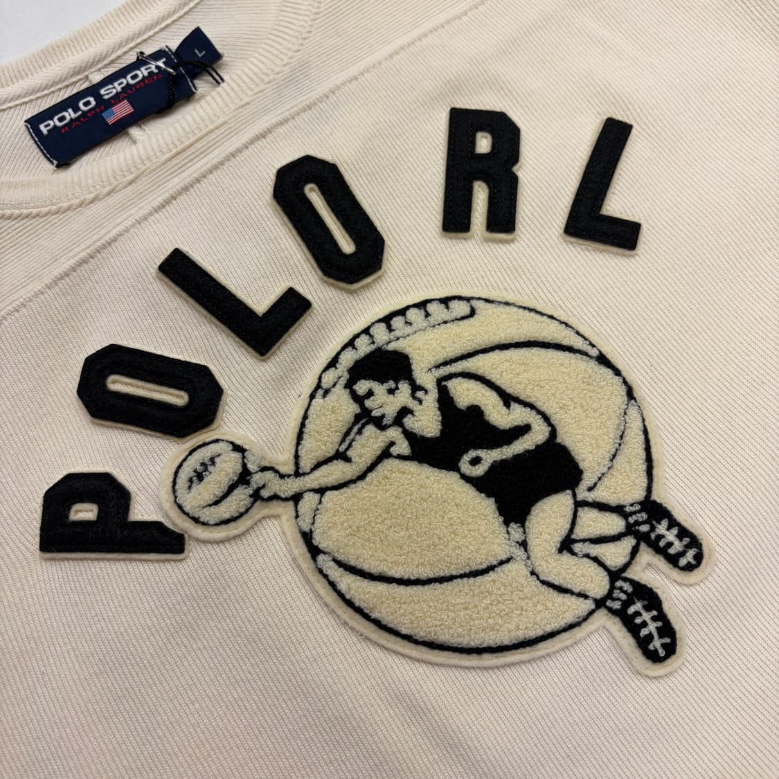 [L] 90s 폴로 스포츠 빈티지 농구 긴팔티 아이보리 B505 상품이미지4