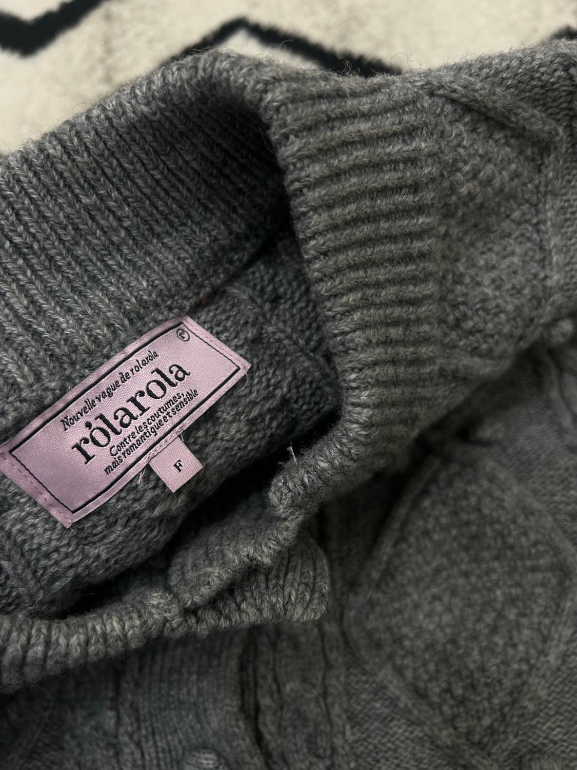 [Free]로라로라 울버튼 케이블 숏 가디건/그레이 상품이미지5