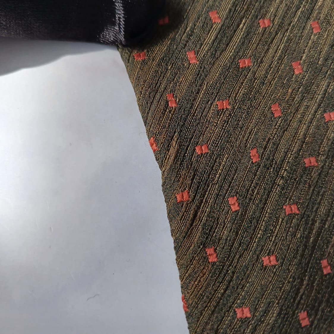 아르마니 꼴레지오니 넥타이 올리브 그린 패턴 9.7cm B-등급 E830 상품이미지10