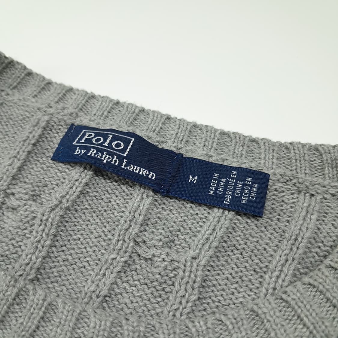 CL827 M 폴로 코튼 케이블 크루넥 그레이 니트 스웨터 상품이미지3