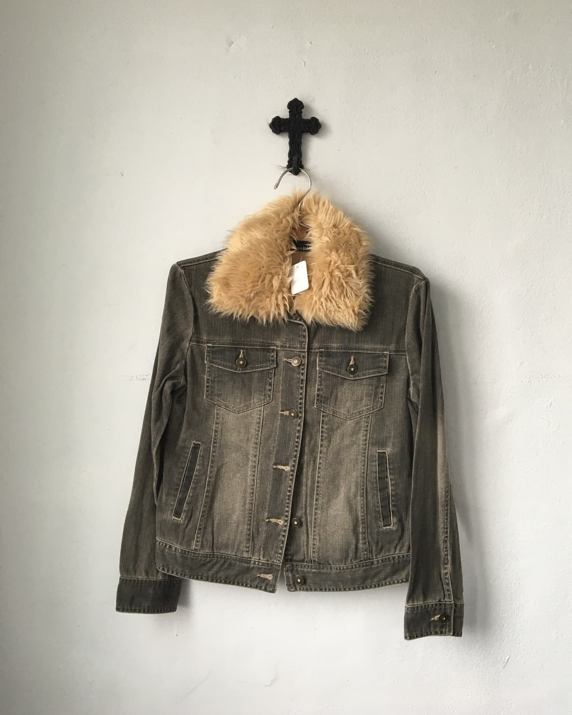 Fake fur trimming trucker jacket 상품이미지2