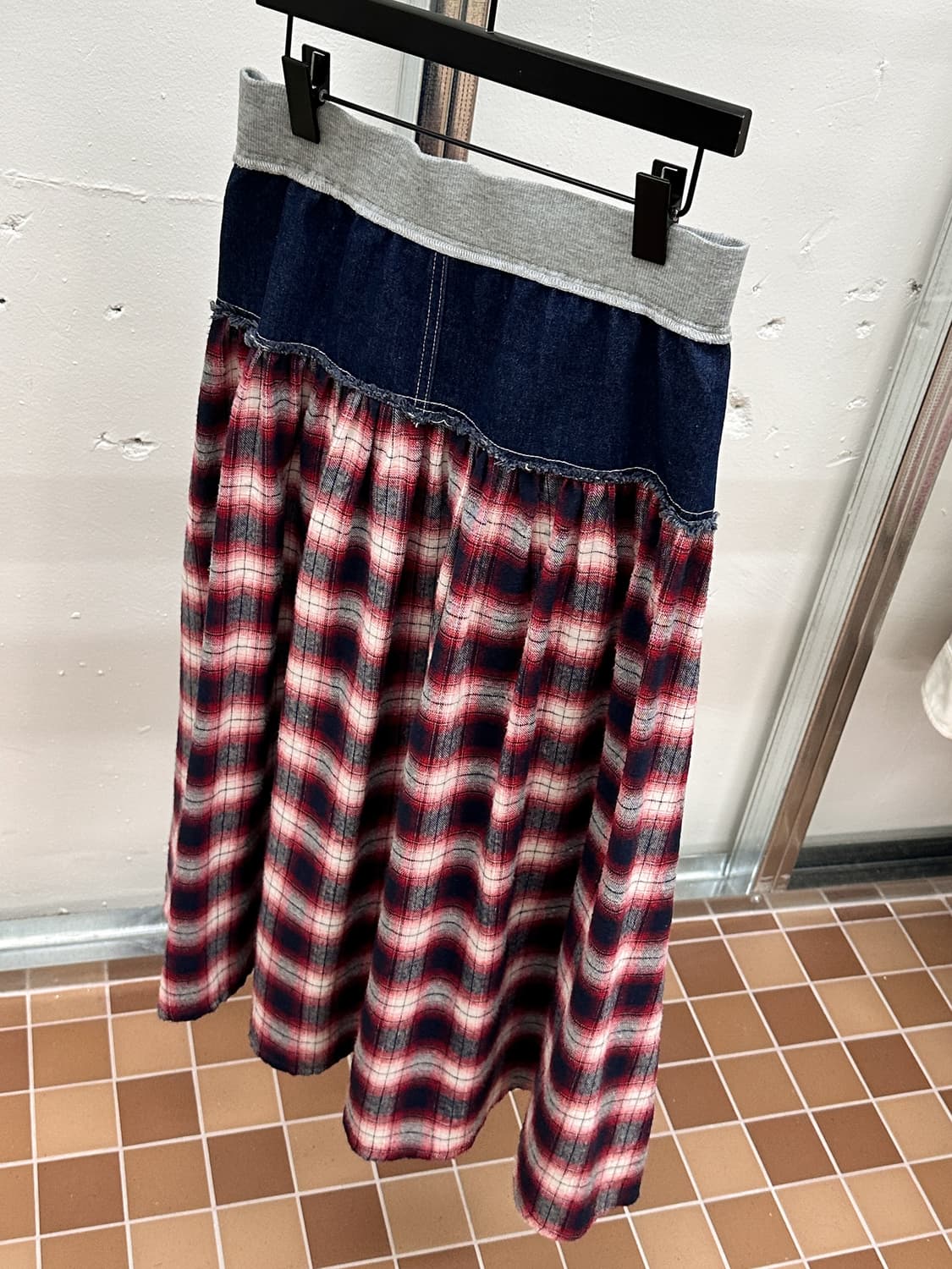 check/denim long skirt 상품이미지6