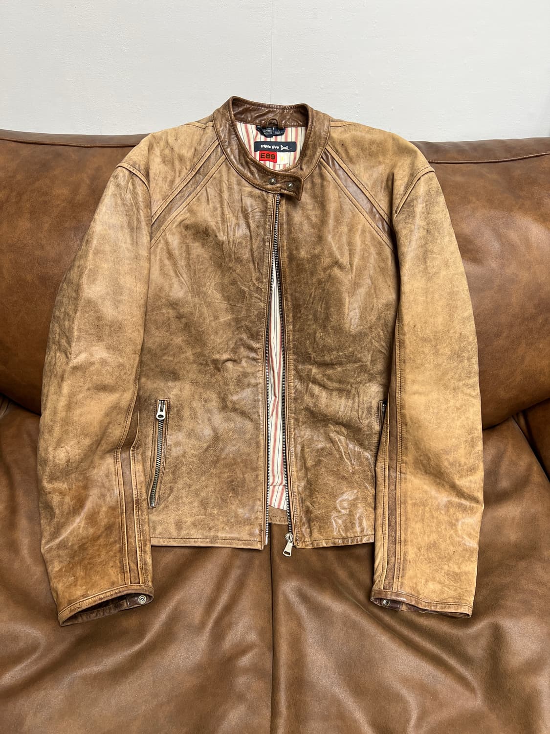 [L] Triple Five 빈티지 리얼레더 싱글 라이더 자켓 상품이미지1