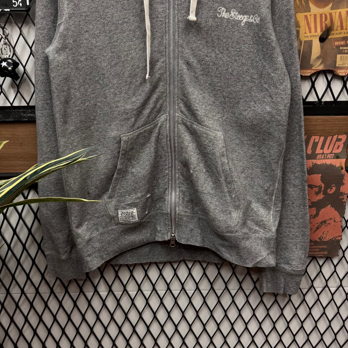 스투지앤코 후드 집업 후면 레터링 로고 포인트 그레이 상품이미지4