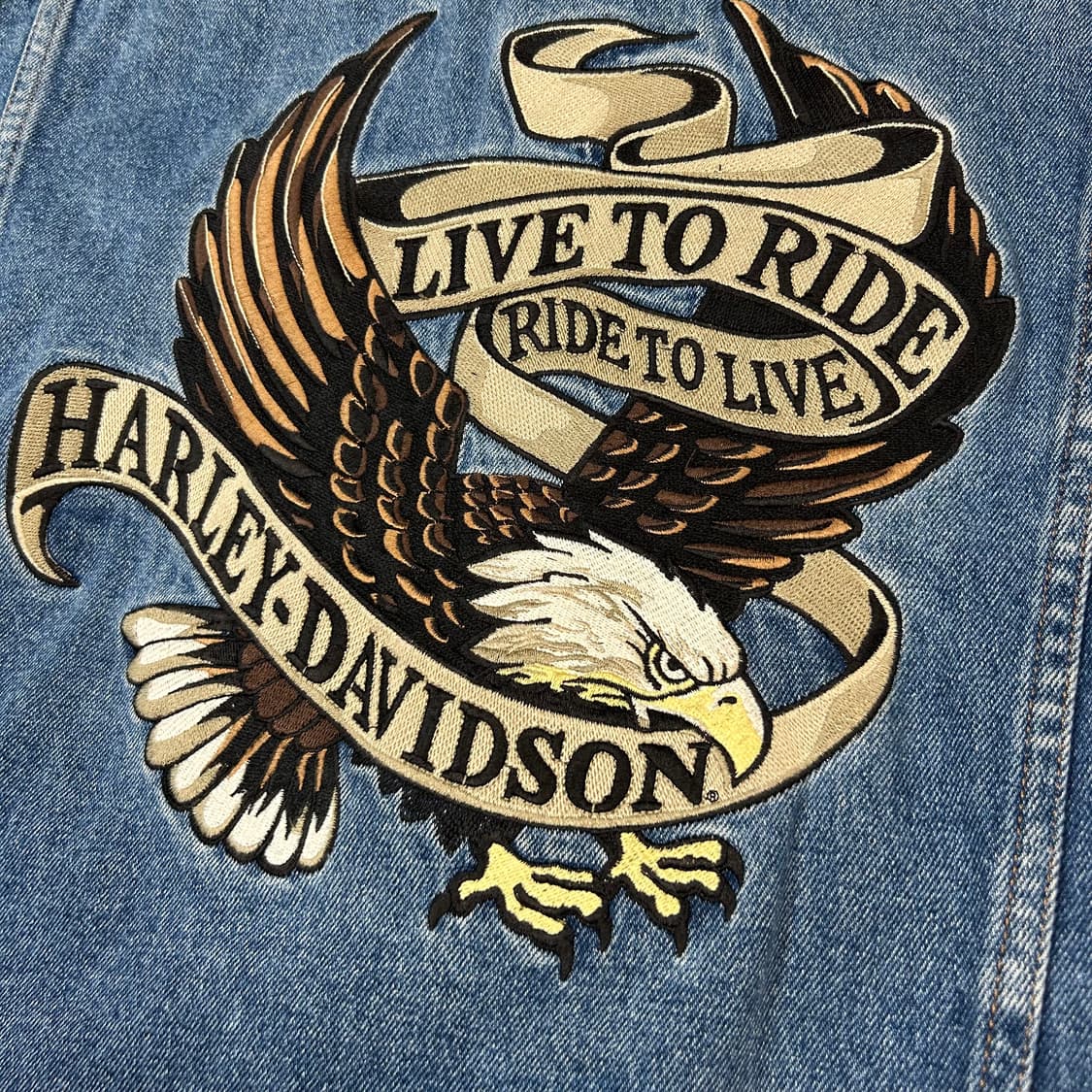 XL) 할리 데이비슨 'LIVE TO RIDE' 자수 데님 트러커 자켓 상품이미지2