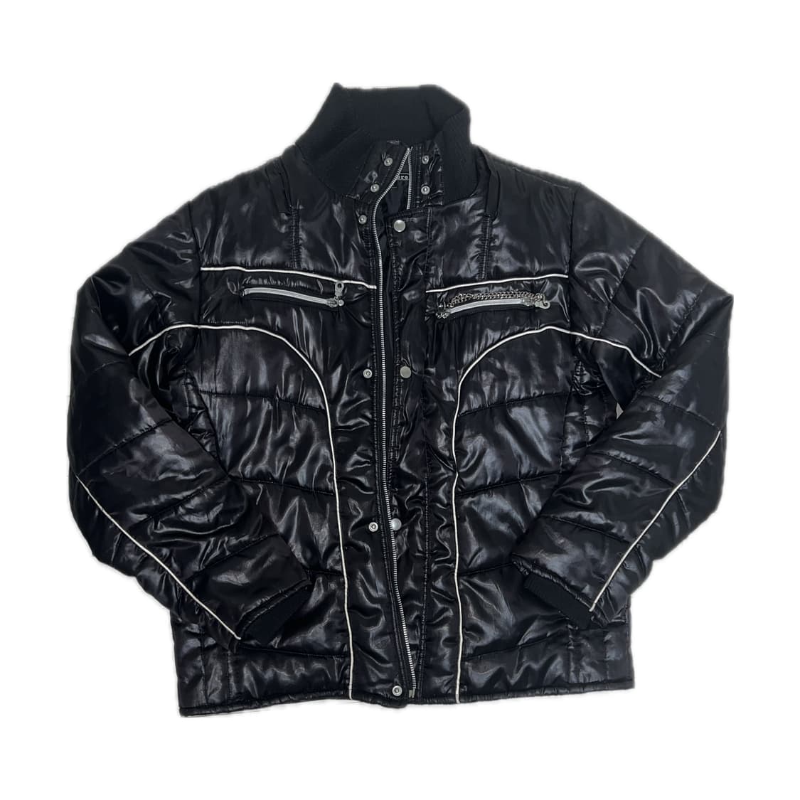 빈티지 펑크 체인 글로시 패딩 상품이미지1