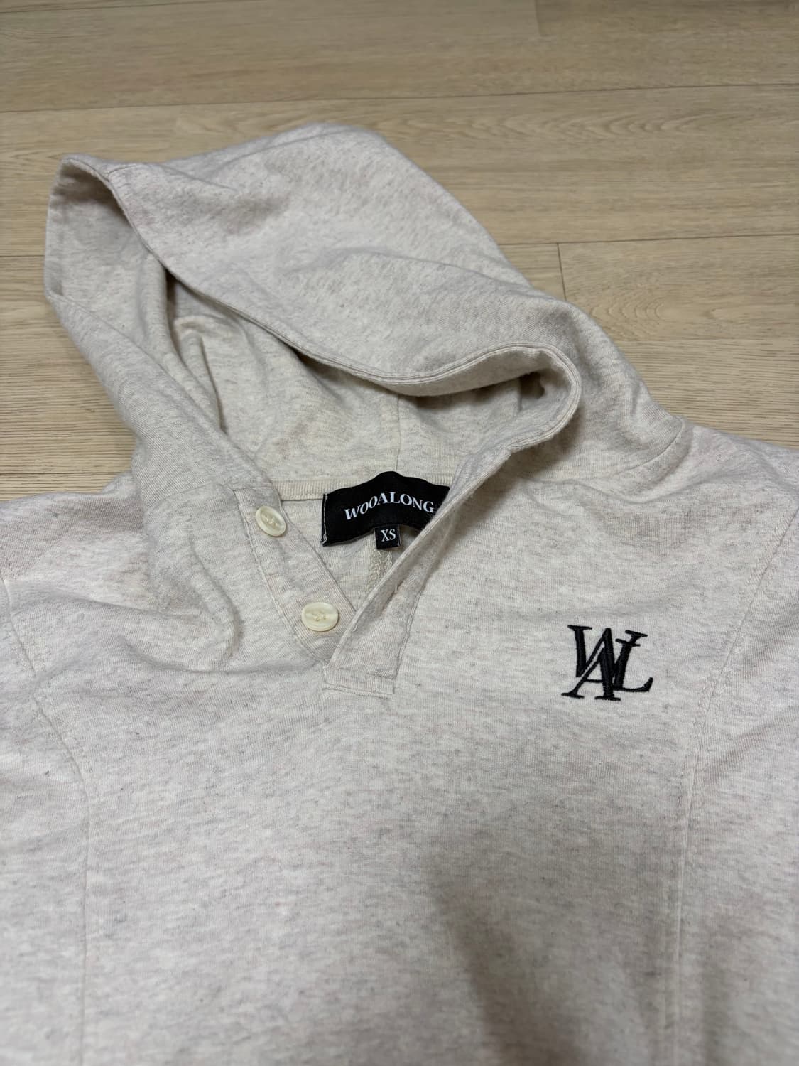 우알롱 슬림 소프트 워머 후드 티셔츠 오트밀 XS 상품이미지3