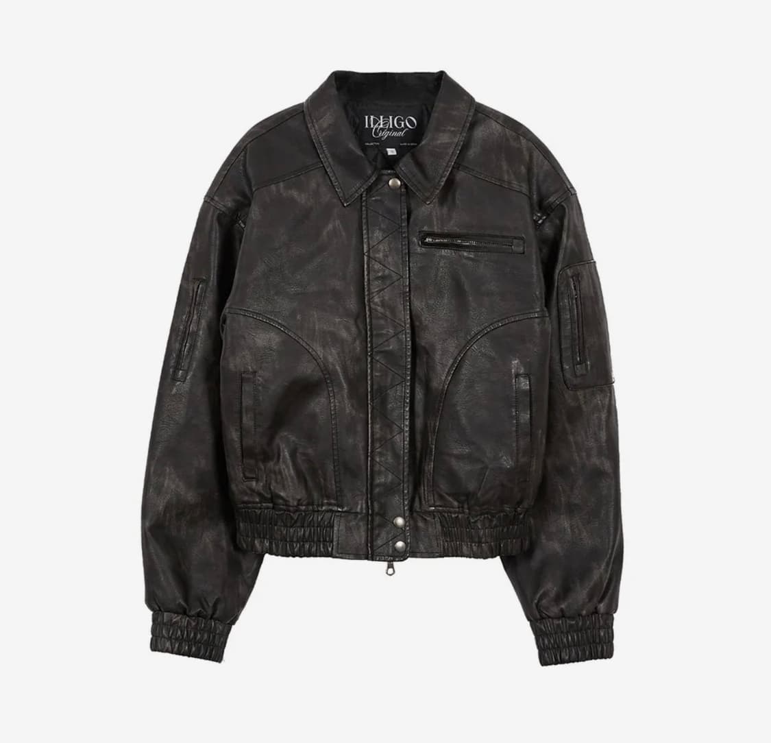 일리고 레더 봄버 자켓 상품이미지1