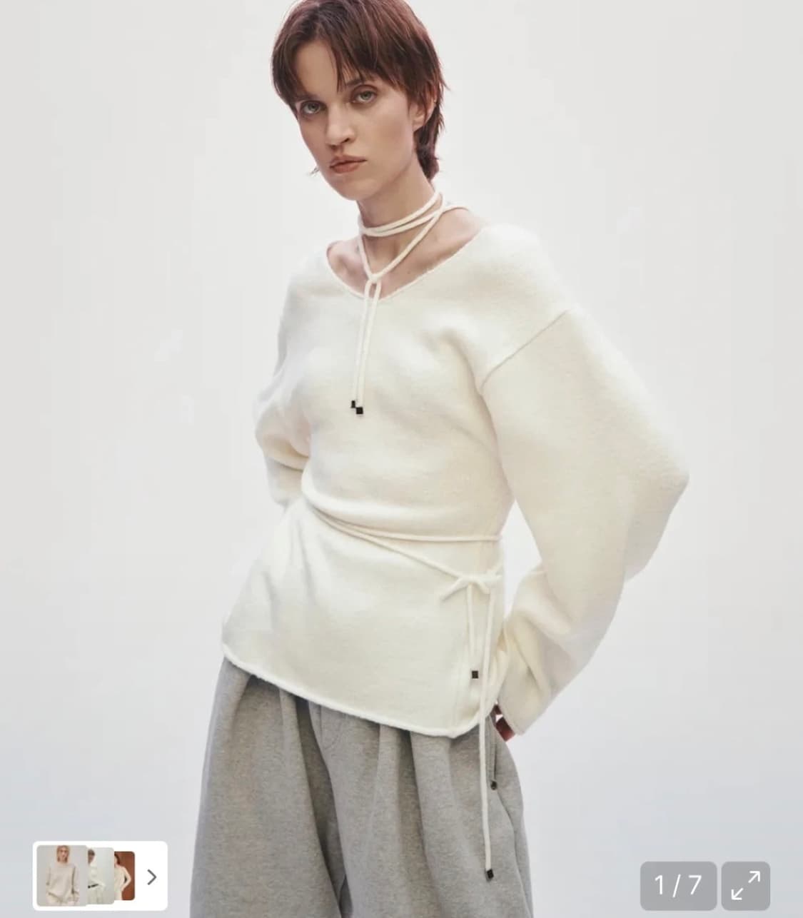 트리밍버드 2way knit 아이보리 상품이미지1