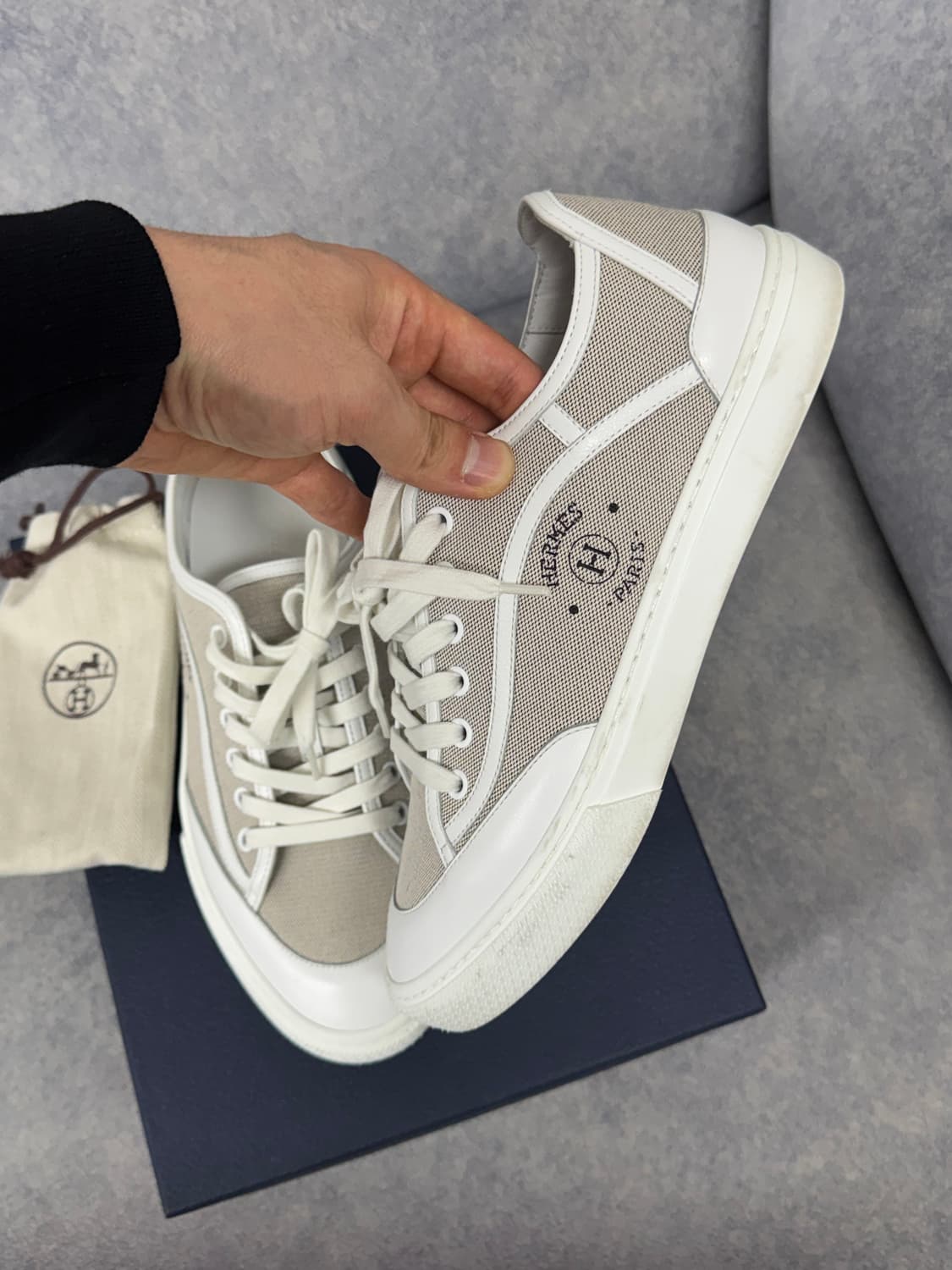 [40.5] 에르메스 겟 스니커즈 캔버스 프루누아/블랑 상품이미지1