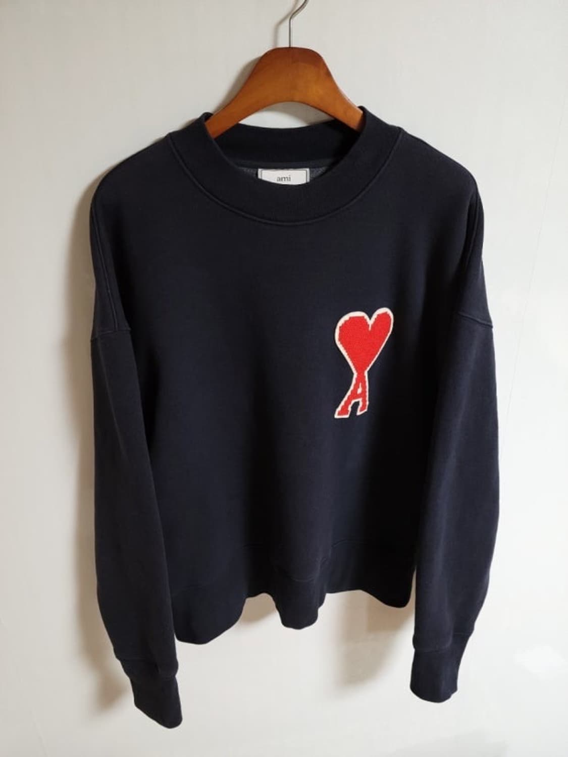 아미 빅로고 안감기모 맨투맨 네이비 M사이즈(100) 상품이미지1