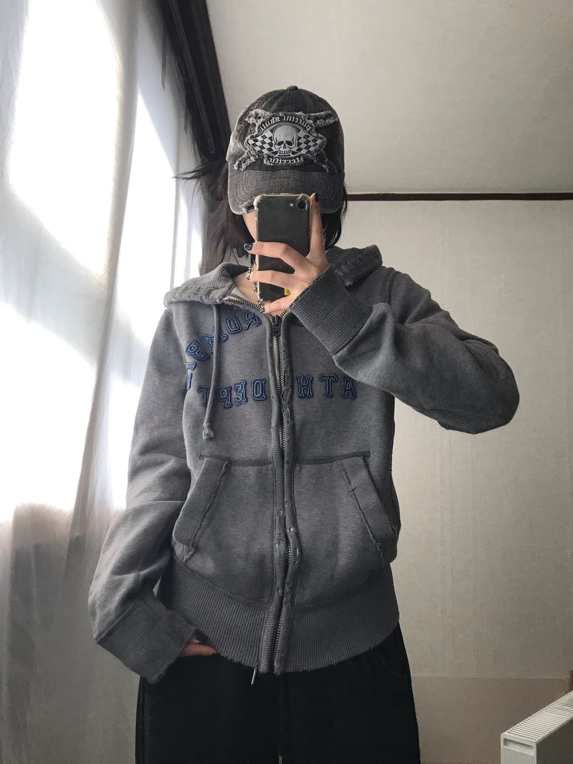 아베크롬비 그레이 데님로고 후드집업 상품이미지3