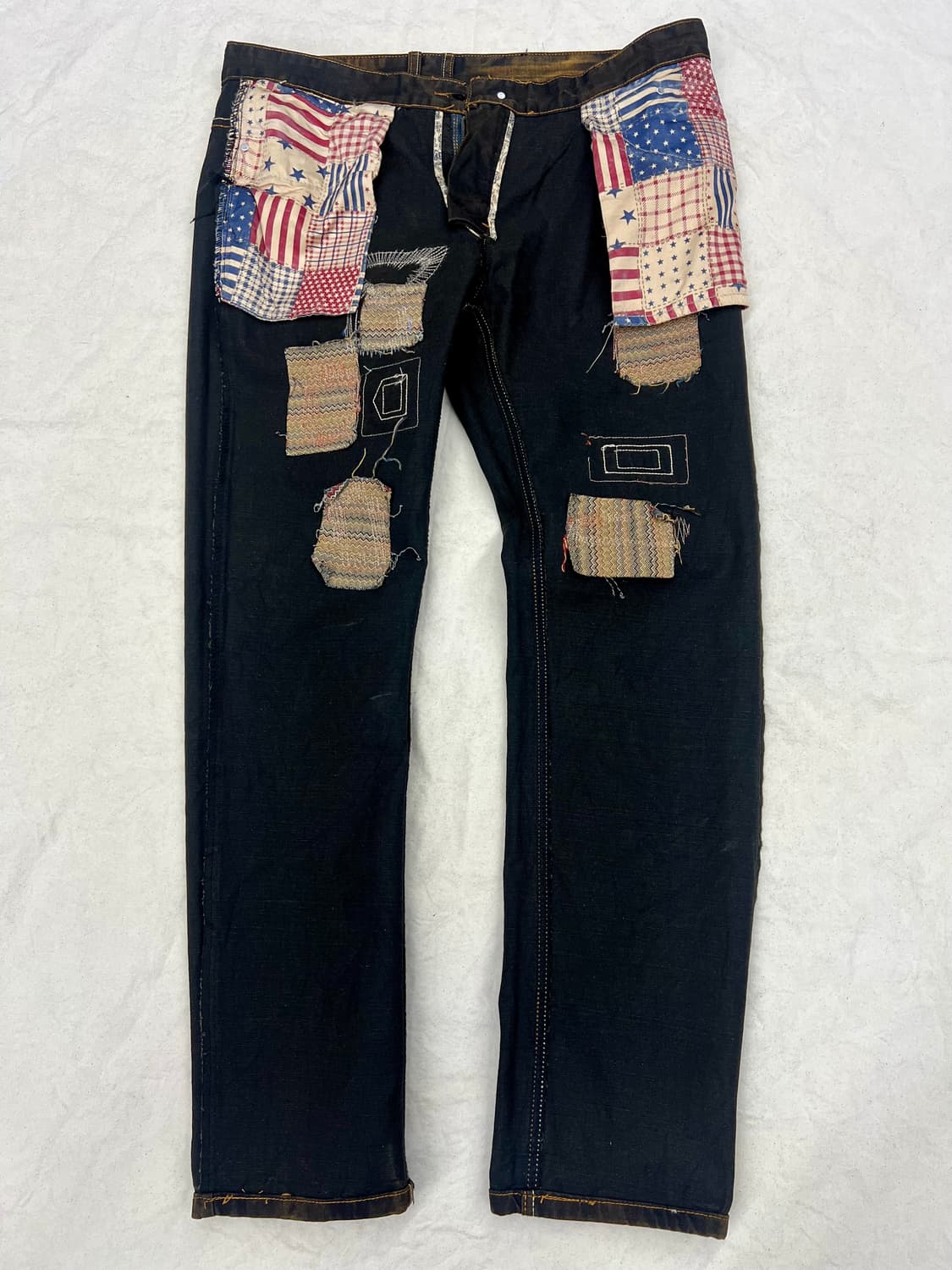 다크브라운 패치워크 데님진 상품이미지8