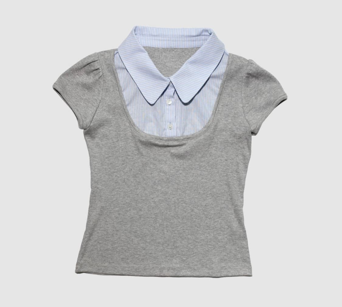 인앤양인하모니 Mix knit top, grey 상품이미지1