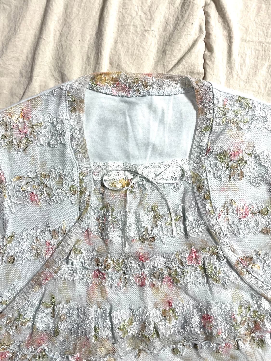 JP vintage flowery lace blouse 상품이미지3