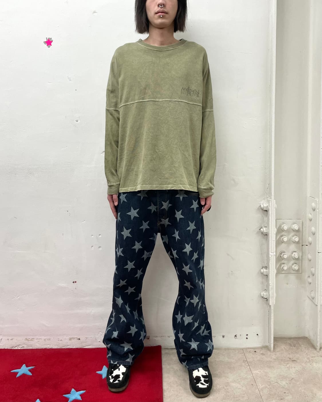 Pigment panel khaki washing sweatshirt  상품이미지3