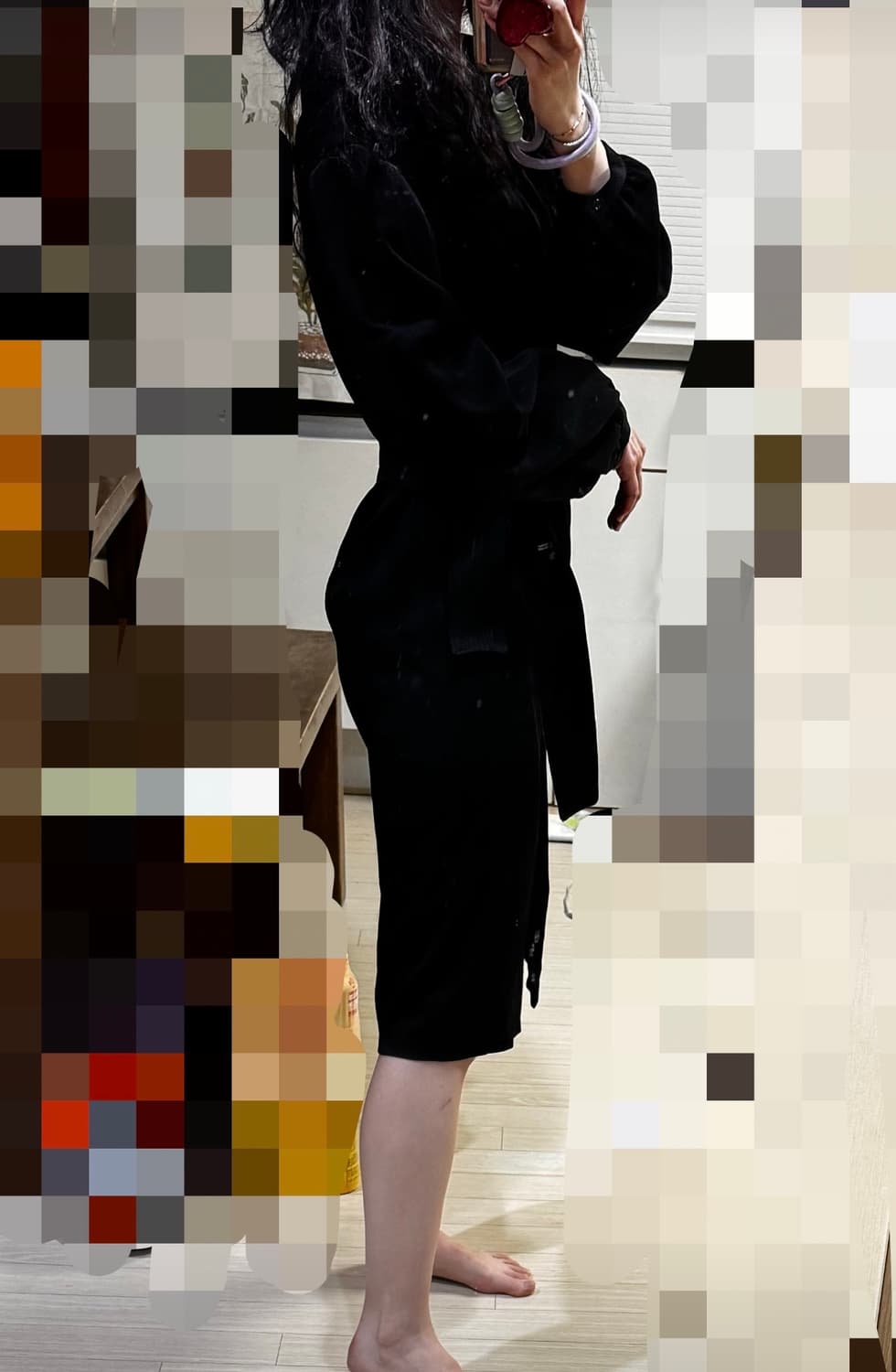 55 텍달린 새상품 바네사브루노 정가70만원 랩스타일 블랙 긴팔 원피스 상품이미지4