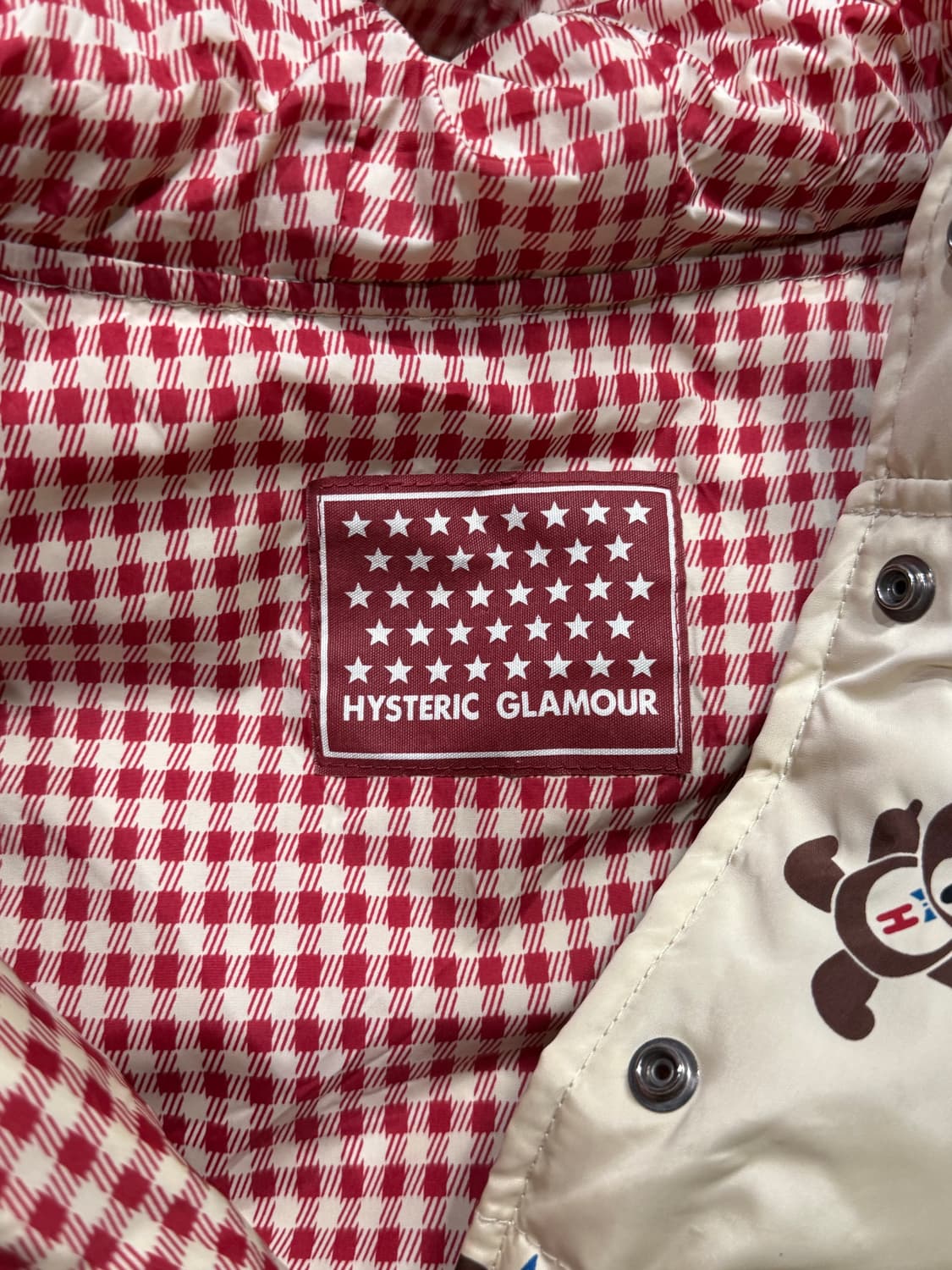 히스테릭 글래머 아카이브 퍽베어 패턴 오프화이트 색상 롱 패딩 자켓 상품이미지8