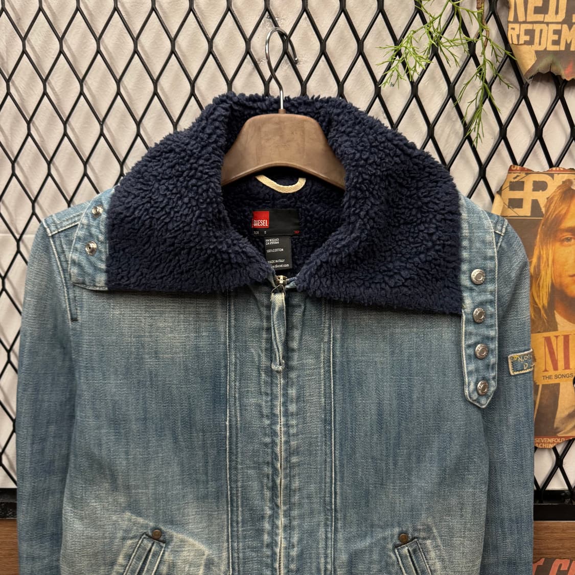 00s 디젤 보아 퍼카라 쉐르파 데님 자켓 전면 투포켓 포인트 연청 상품이미지3