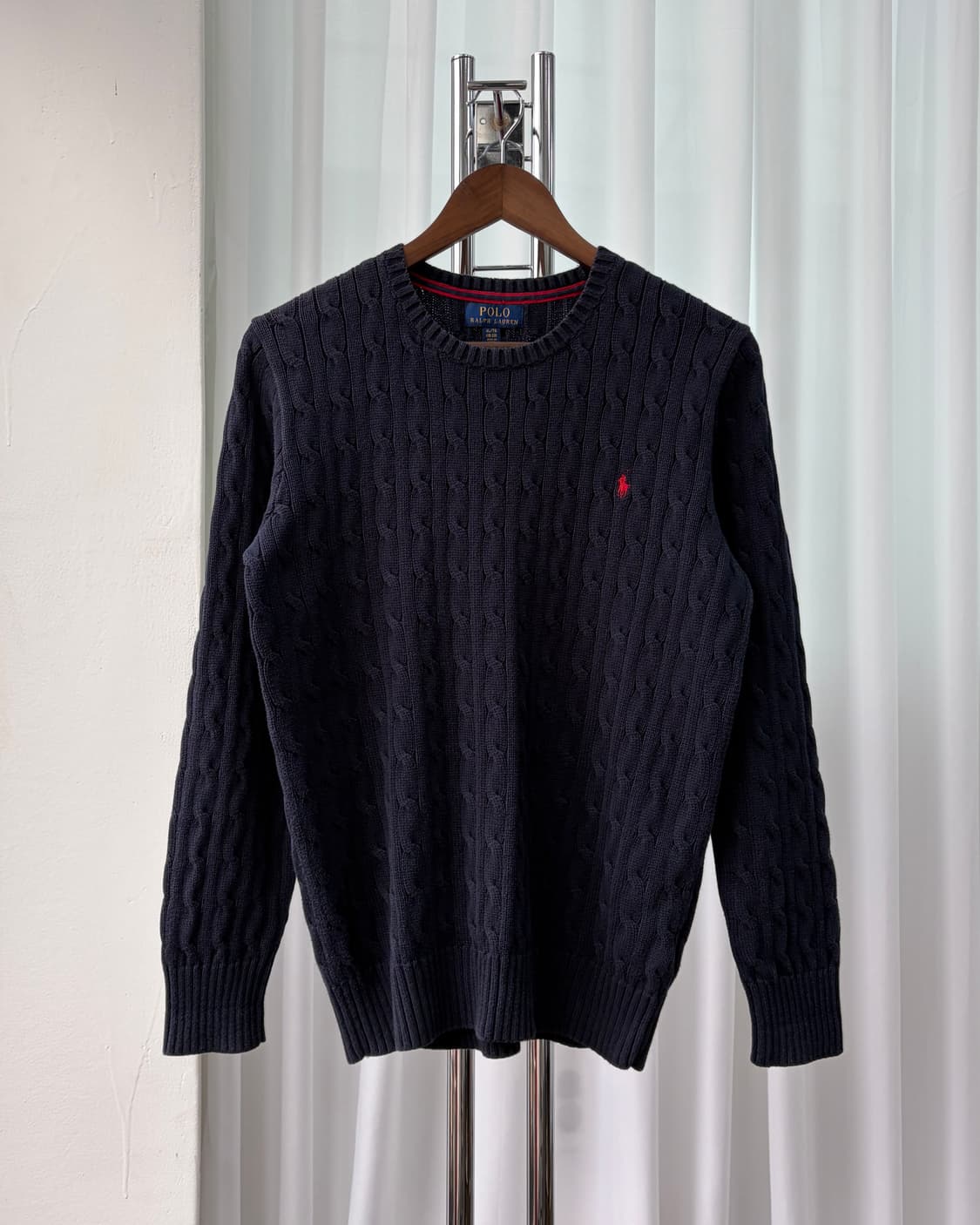 [M-L]폴로 랄프로렌 꽈배기 케이블 코튼 니트 navy 상품이미지2