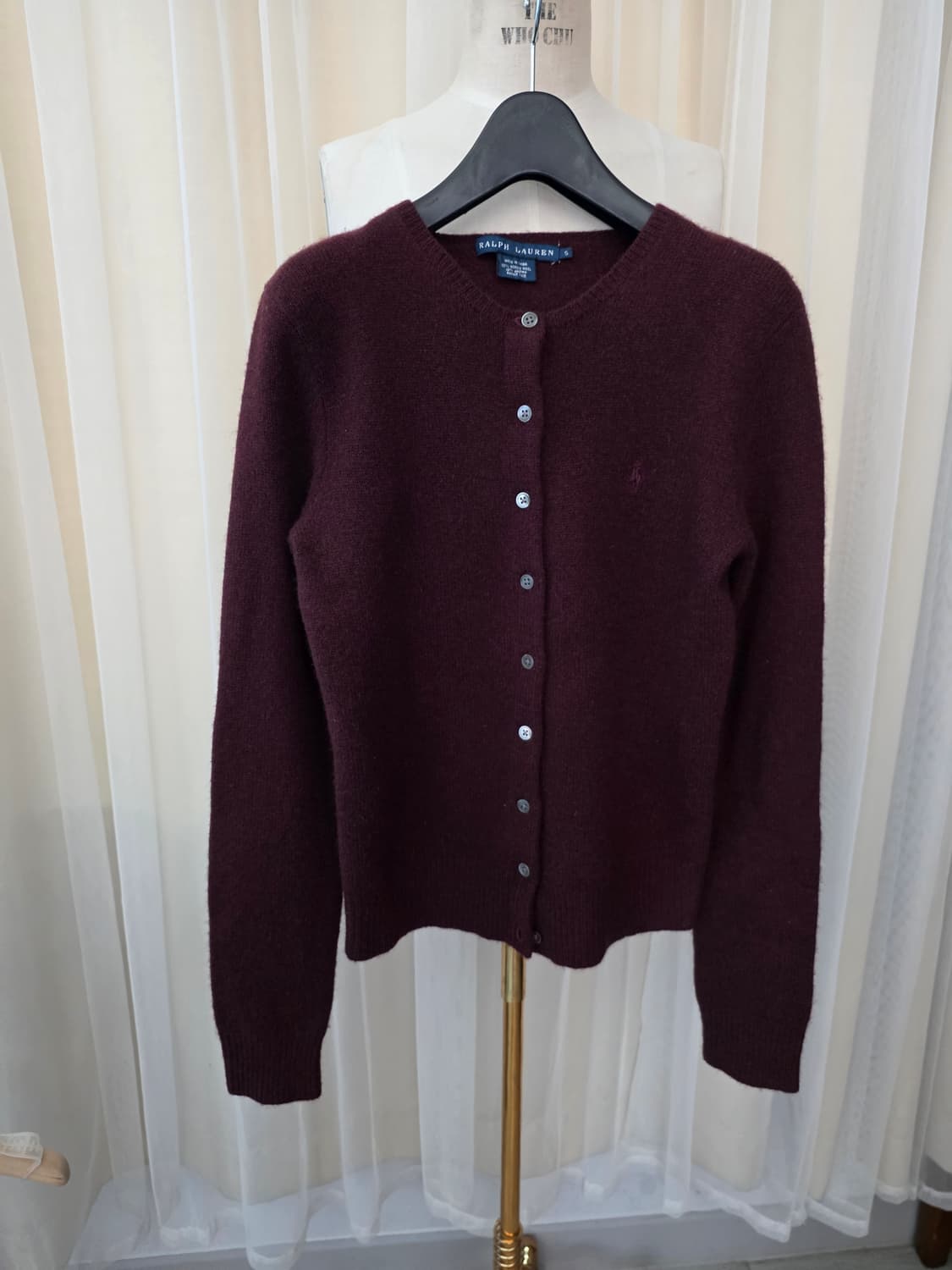 백화점 정품 폴로 랄프로렌 버건디 메리노울 가디건 S 여성 상품이미지1