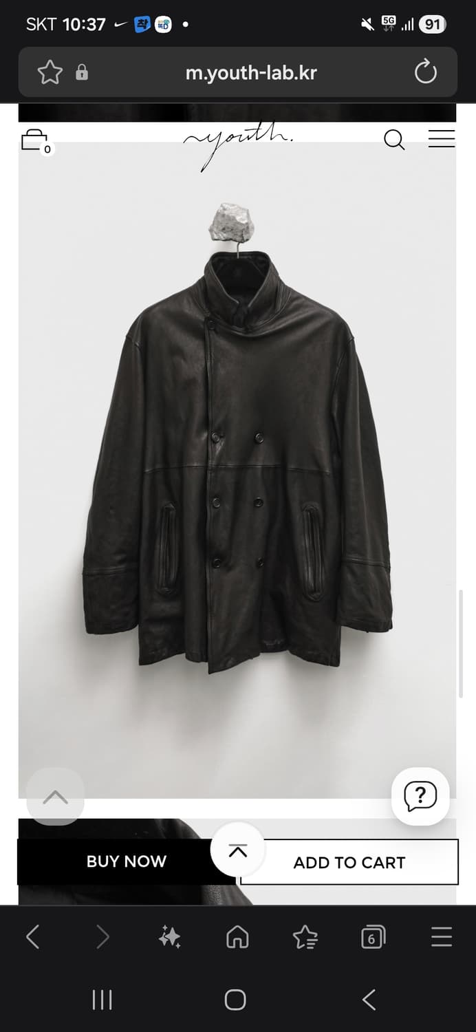 새상품_[M]유스(youth) 워싱 레더 피코트 블랙 M사이즈 상품이미지5