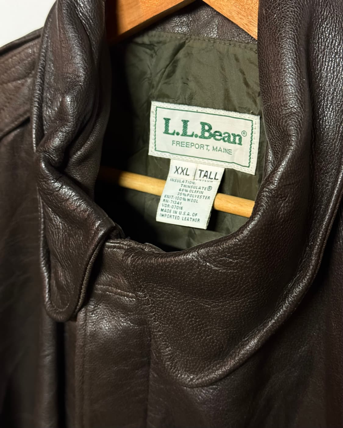 80-90’s 엘엘빈 A-2 레더 봄버 자켓 XXL 상품이미지2