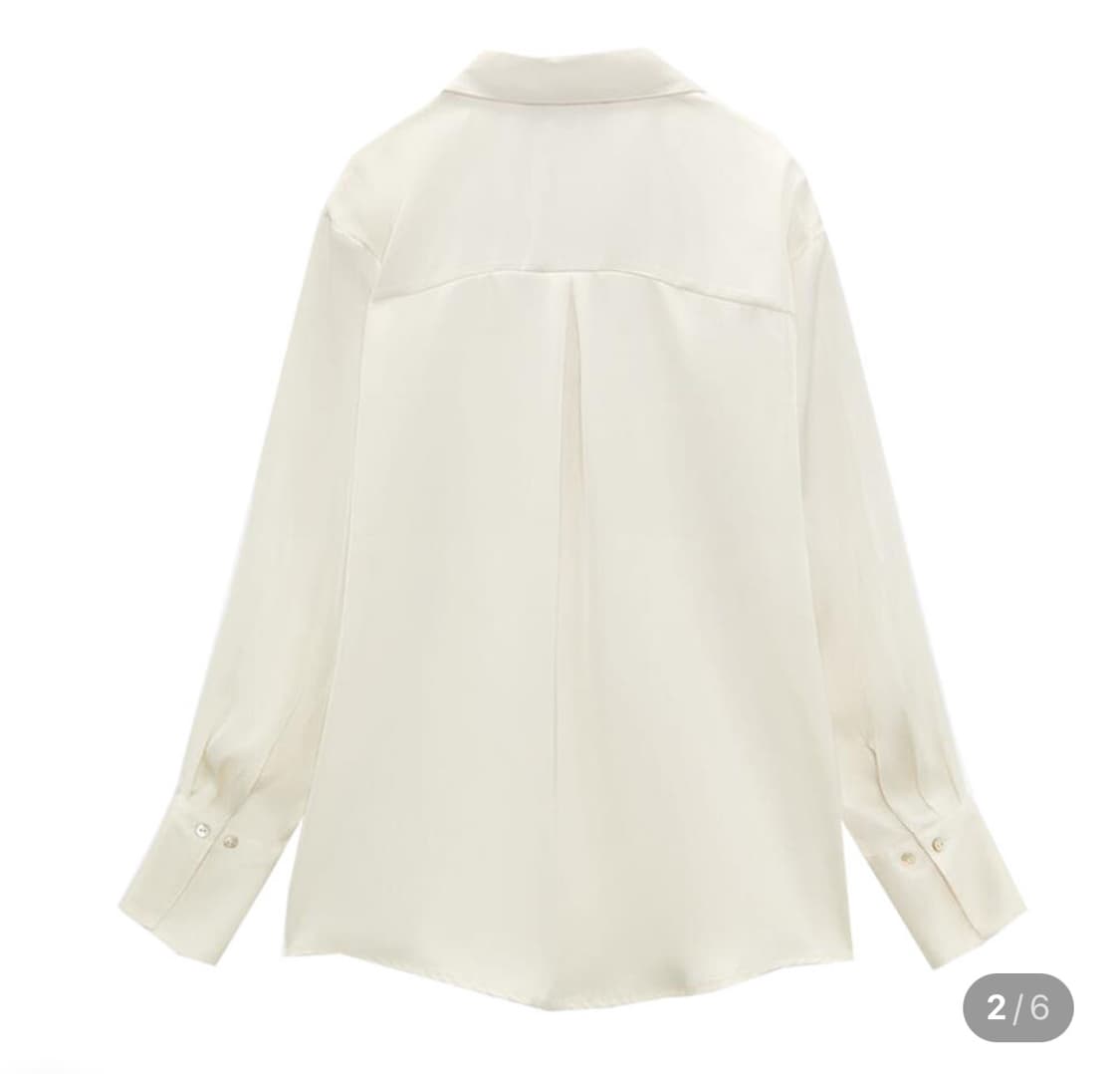 ZARA 자라 여자 실크 새틴 드레이프 셔츠 L 상품이미지2