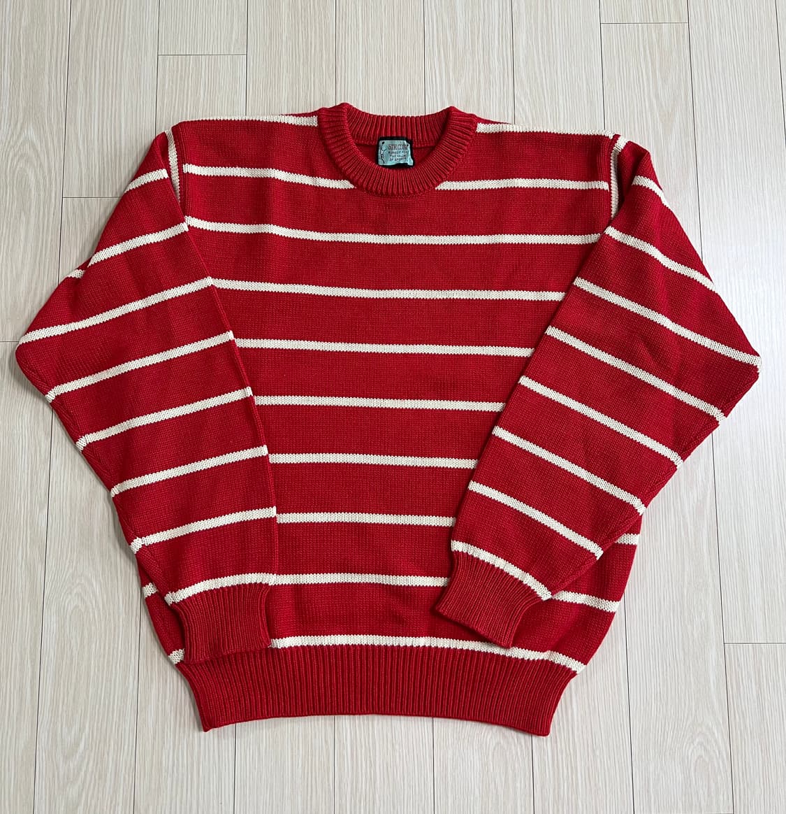 빈티지 레드 스트라이프 울니트 상품이미지1