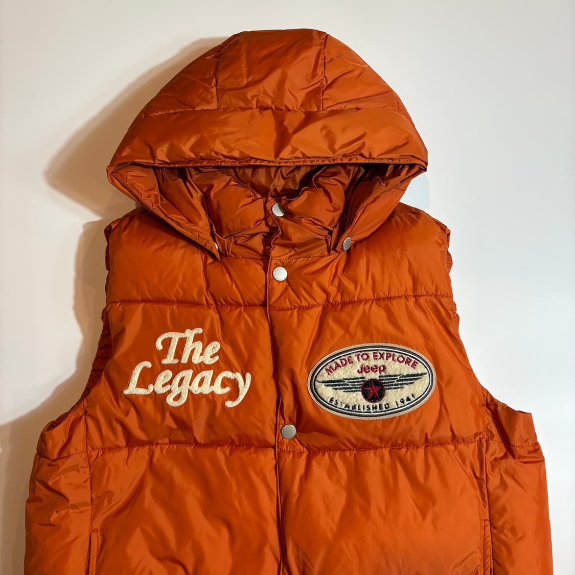 JEEP 지프 레거시 패치 오렌지 후드 패딩 베스트 상품이미지2