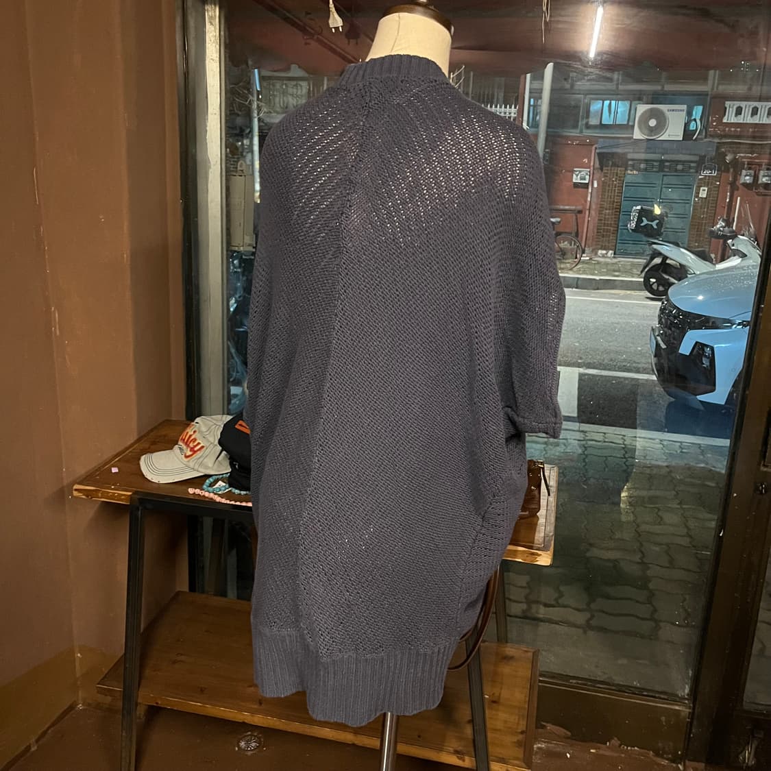 캘빈클라인 더스티 블루 코튼 레이어드 가디건 L 상품이미지2