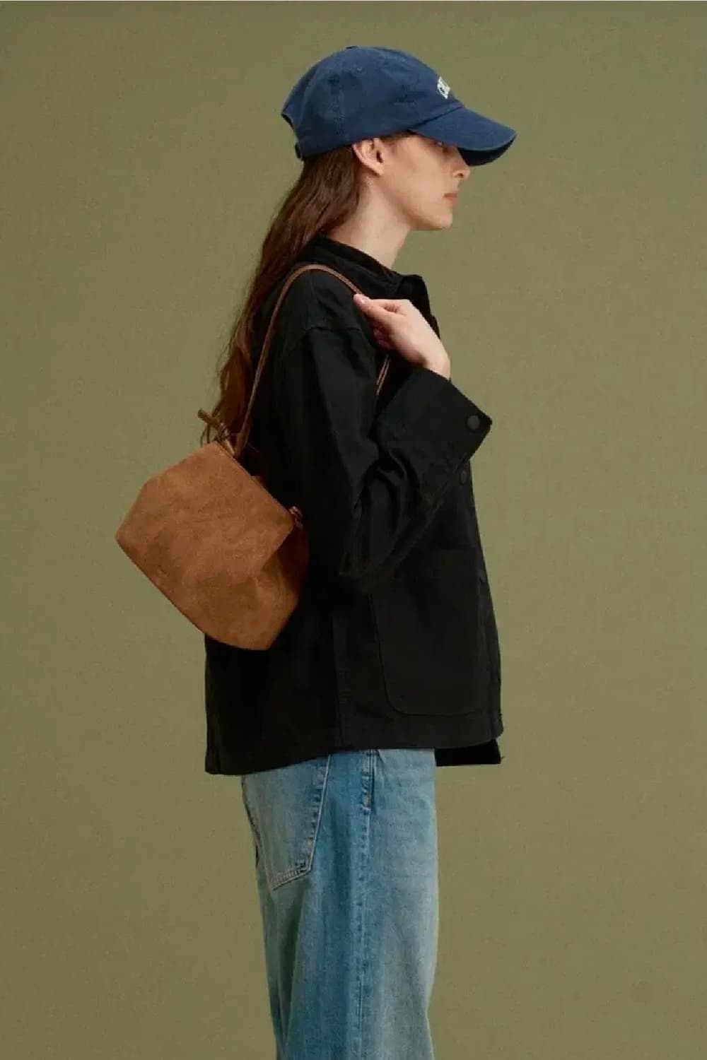 아호르-스웨이드 드로우스트링 버킷백 브라운 상품이미지2