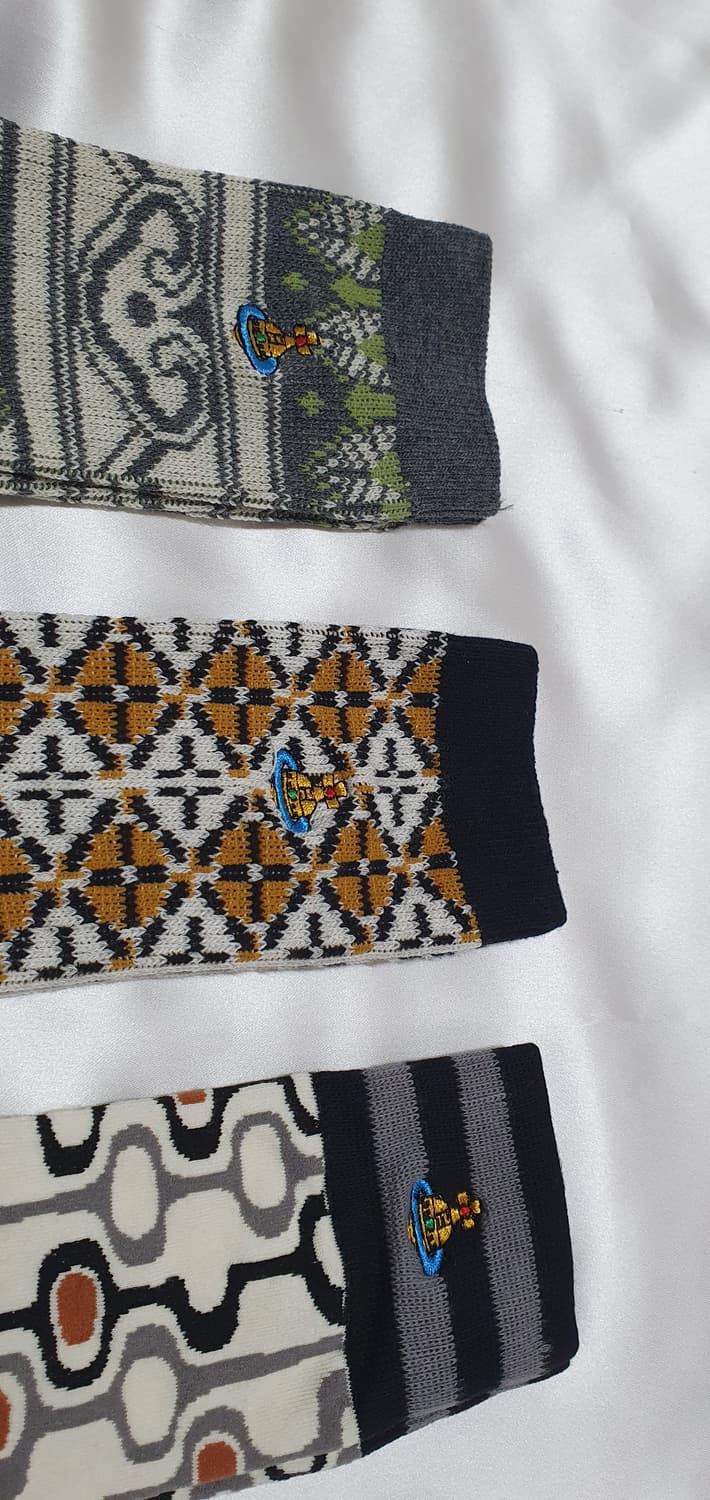 올리브 그레이 겨자 브라운 플라워 사각 도형 비비안웨스트우드 양말 상품이미지10