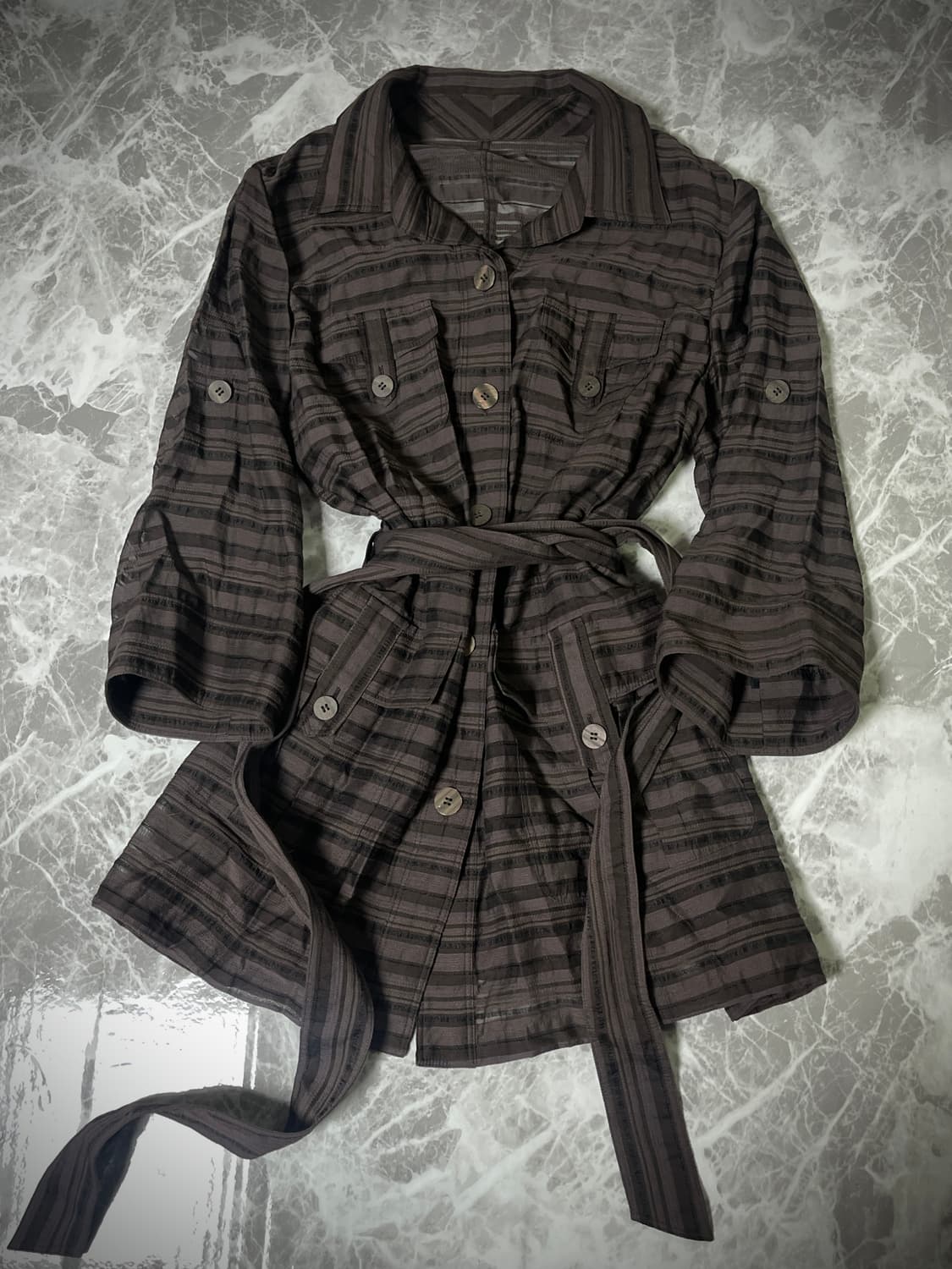 stripe belt long shirts 상품이미지1