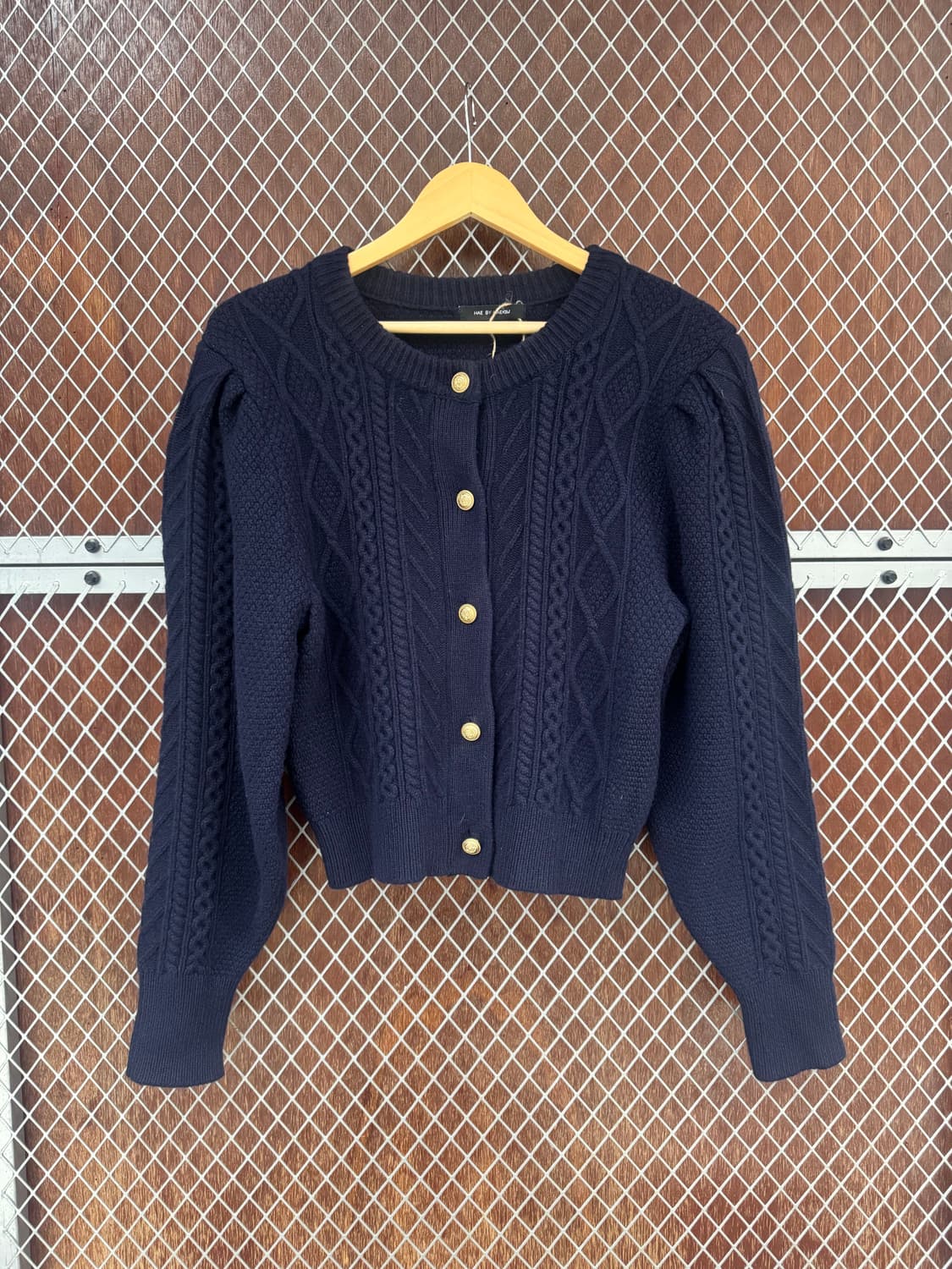 해바이해킴 슈퍼파인울 케이블 니트 가디건 S 네이비 상품이미지6