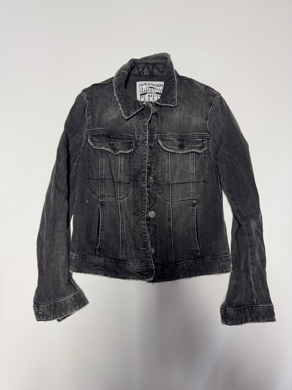 정품!! 여성 일본 쟈딕앤볼테르 빈티지 집업 흑청 자켓 Xs 상품이미지1